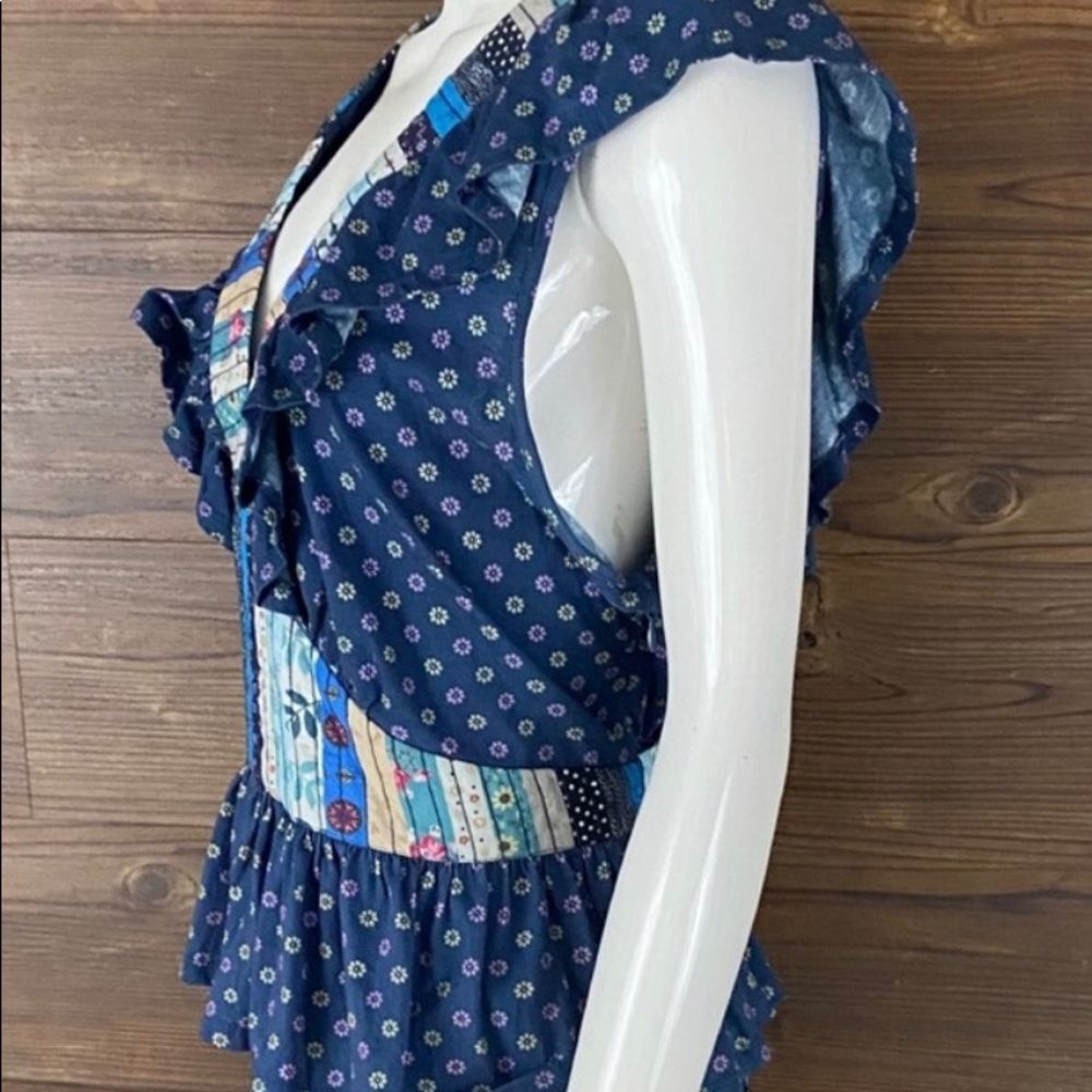 NWT Let Me Be Ruffled Patchwork Top - Picture 6 of 8